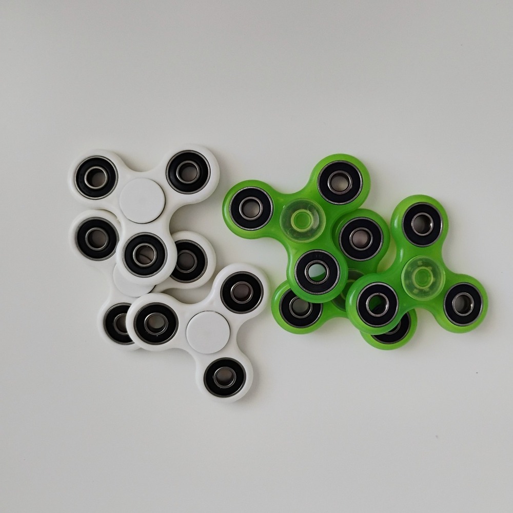 Lot of 6 Fidget Spinners Glow in the Dark Mixed Colors Sensory Stress Relief
